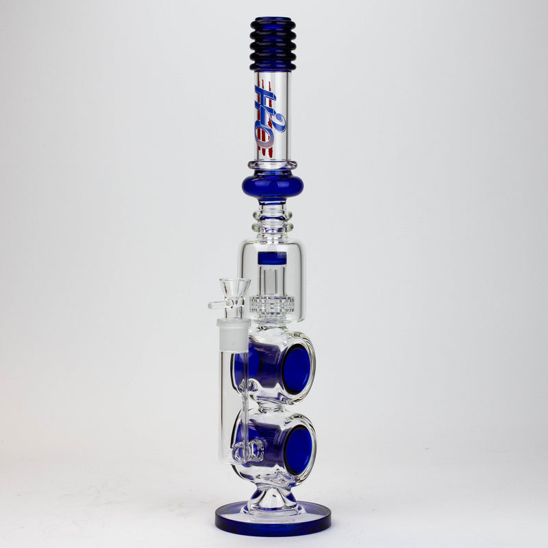 O 17" H2O Double ring glass water bong [H2O-5006]