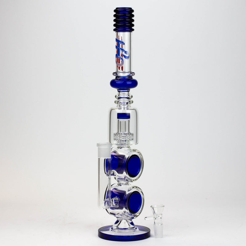 O 17" H2O Double ring glass water bong [H2O-5006]