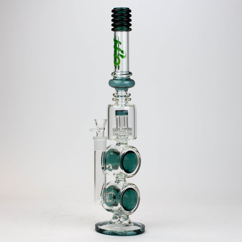 O 17" H2O Double ring glass water bong [H2O-5006]