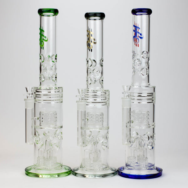 O 18" H2O glass water bong with thriple mini shower head diffuser [H2O-5007]