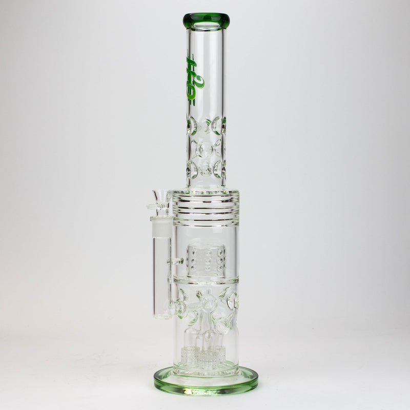 O 18" H2O glass water bong with thriple mini shower head diffuser [H2O-5007]