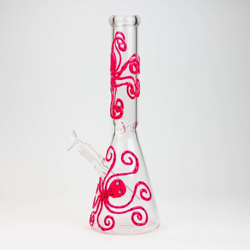 O 15.5" Glow in the dark beaker glass water bong [AK082]