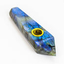 Acid Secs - Natural Labradorite FLASH Smoking Pipe with choke hole Quartz · Stone Pipe Acid Secs Productions Inc.