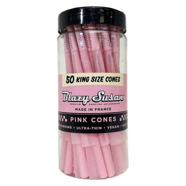 SC Pink Blazy Susan 50 ct KING SIZE Cones Rolling Papers