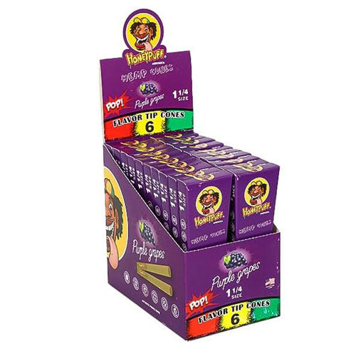 O Honeypuff | 1 1/4 Size Fruit flavor tip 6pk Hemp cones Box of 20