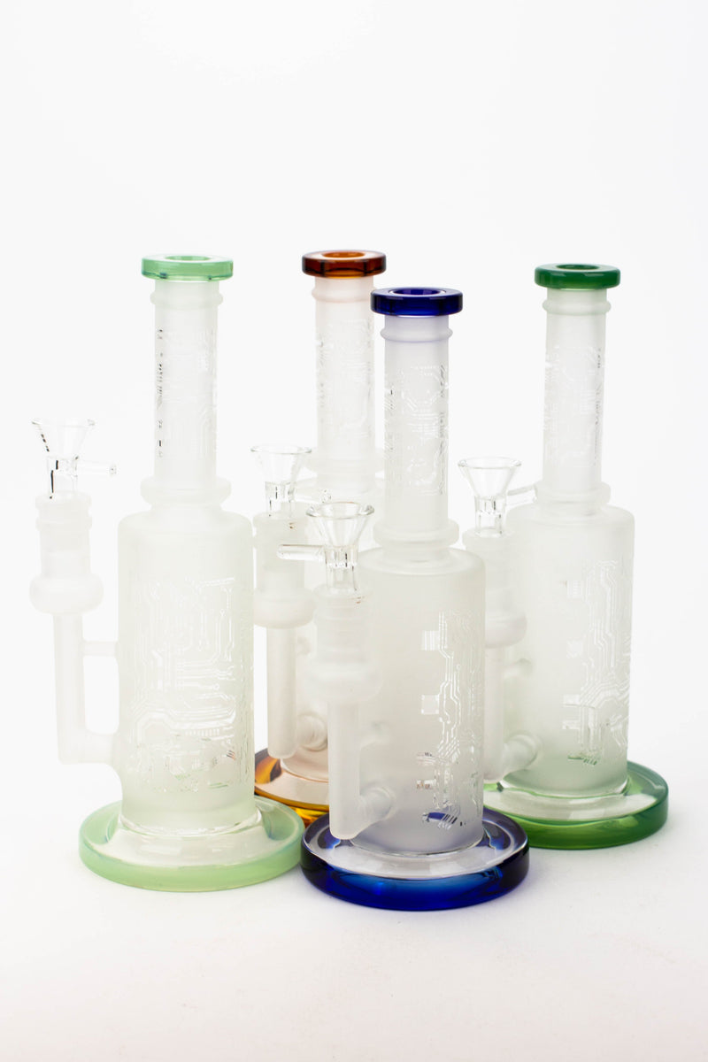 9.5" Sandblasting glass water bong with tire diffuser [Q14]- - One Wholesale