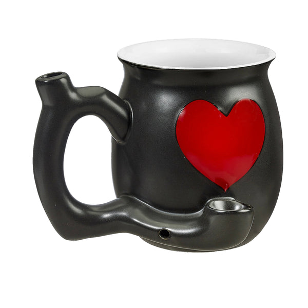 O embossed red heart mug - white inside