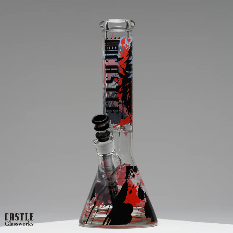 SC Castle Glassworks Raven 14 inch Beaker Bong