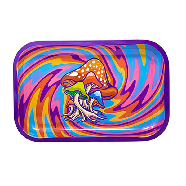 SC Pulsar Mushroom Rainbow Swirl Rolling Tray 7.5" x 11.25"