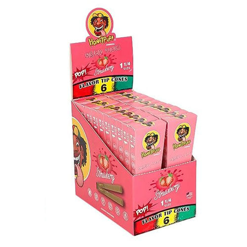 O Honeypuff | 1 1/4 Size Fruit flavor tip 6pk Hemp cones Box of 20