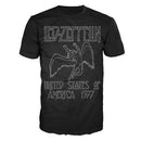 Led Zeppelin | "Swan 77 Distressed" Men's T-Shirt Black - Officially Licensed Short Sleeve Philcos Medium