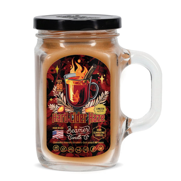 Beamer Candle Co. 12oz Glass Mason Jar,  Hard Cider Haze