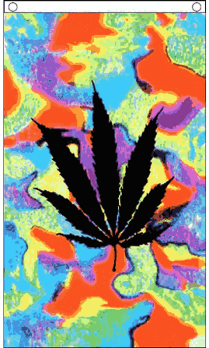 Flag - Tie-Dye Black Leaf