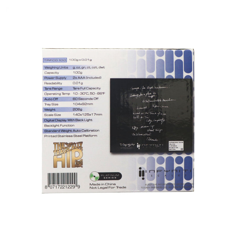 The Tragically Hip, Fully Completely CD, Licensed Digital Pocket Scale, 100gx 0.01g