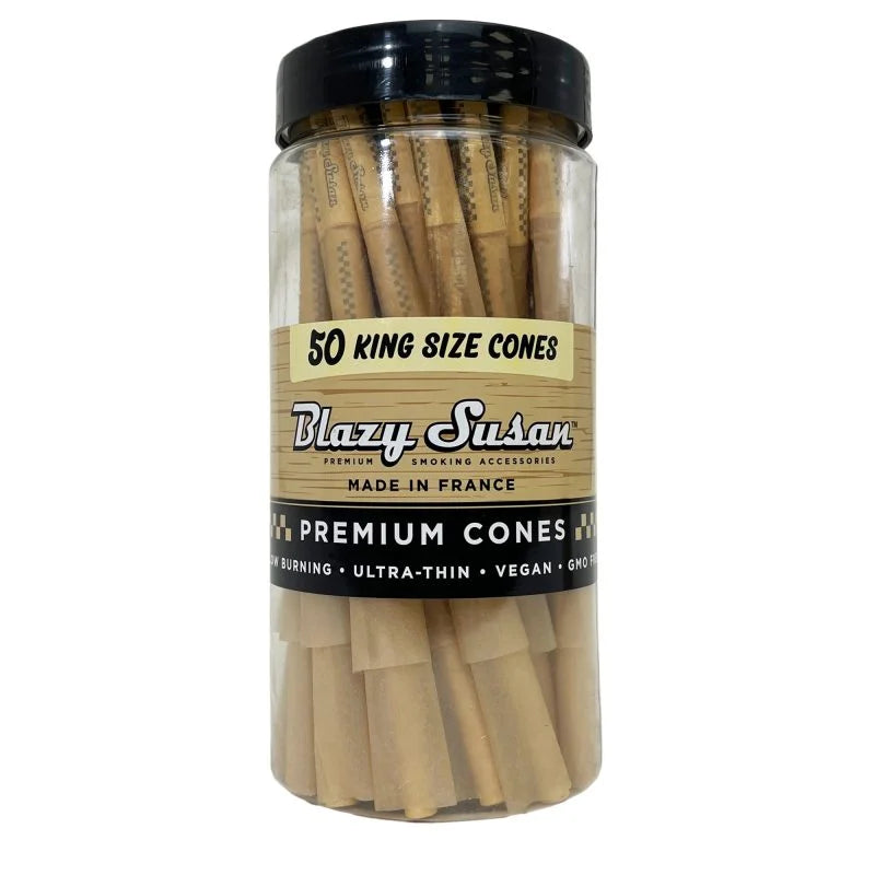 SC UNBLEACHED Blazy Susan 50 ct KING SIZE Cones Rolling Papers