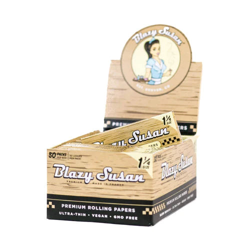 Blazy Susan | Unbleached 1-1/4 Rolling paper box of 50 1 - 1/4" Size Smoking Cat Distribution