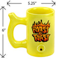 YELLOW ROAST & TOAST PIPE MUG WITH FLAME DESIGN Mug Pipe Roast and Toast Gifts