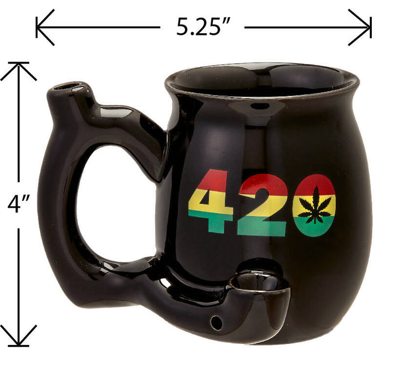 O 420 Mug - Black Mug with Rasta Colors