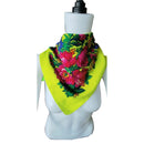 Metallic Kokum Floral Scarf Pack of 10 Scarf Canadian Distributor 30"x30" Neon Yellow