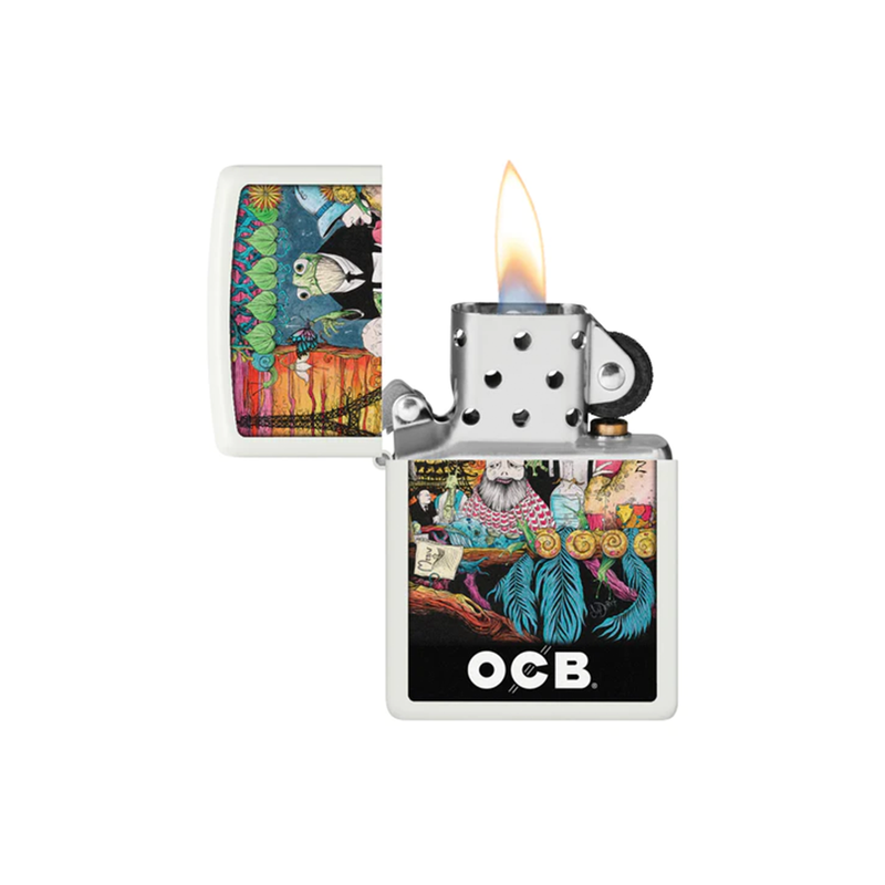 O Zippo 214-110387 OCB Reg White Matte Cafe Culture