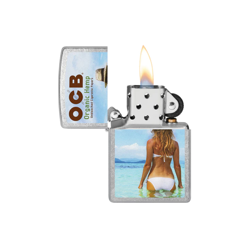 O Zippo 207-110384 OCB Reg Chrome Beach Art