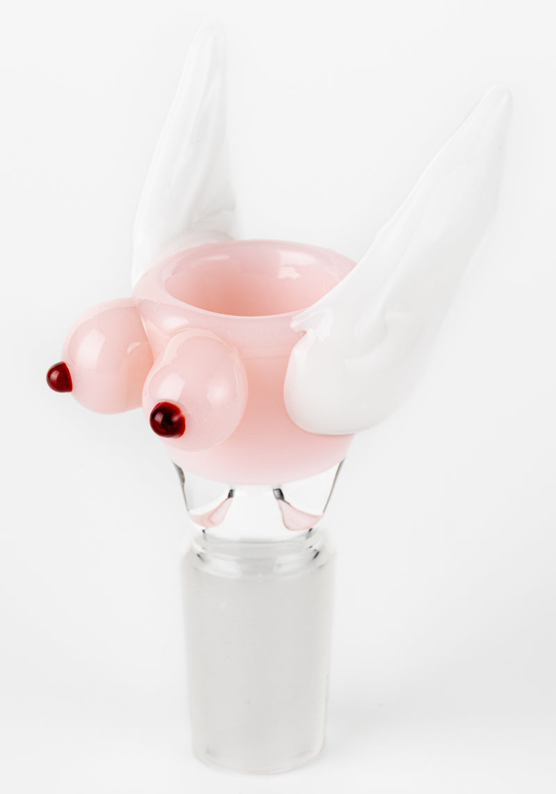 SC K007 14mm Flying Boob bowl by Kent's Glass Canadian artist