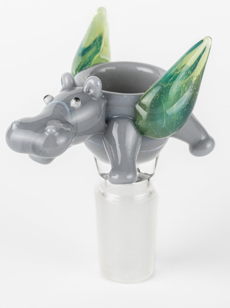 SC K009 14mm Flying Hippo Bowl by Kent' Glass Canadian artist