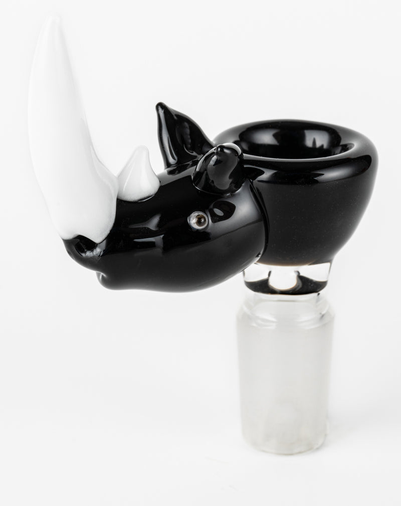 SC K012 14mm Black Rhino Head bowl by Kent's Glass Canadian artist