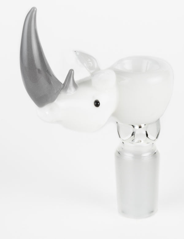 SC K028 14mm White Rhino Head bowl by Kent's Glass Canadian artist