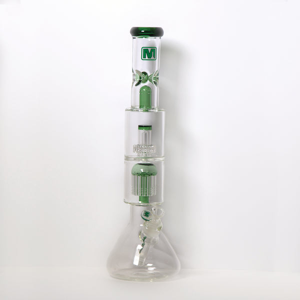 SC 6187 17 Inch 7mm Showerhead and Leaf Percolator Marley Glass Bong mixed colours