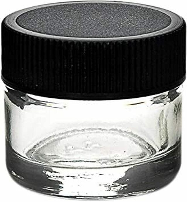 5ML-SBLCAP-GJAR 5ml Screw Black Cap with Clear Glass Jar 350ct
