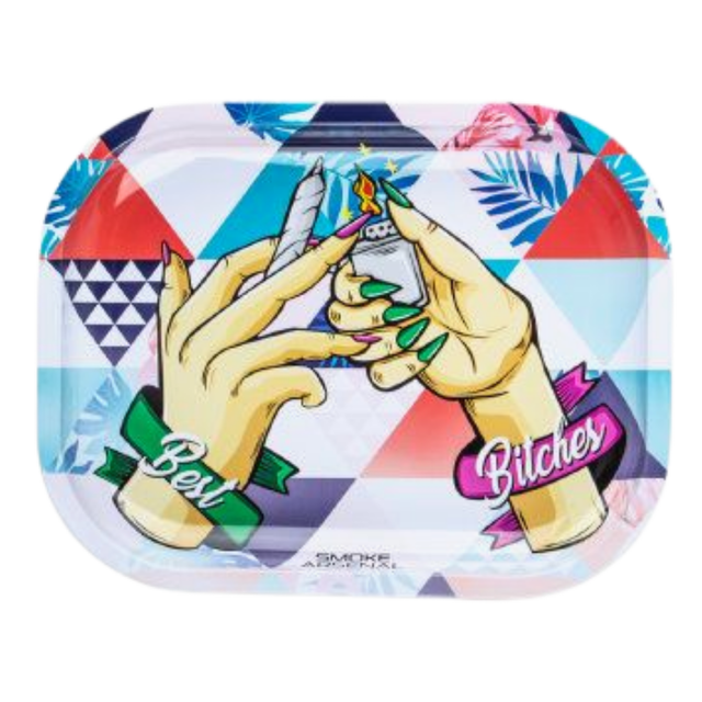 SATRAY S208 Best Bitches Metal Rolling Tray Small 7 x 5.5 Inch