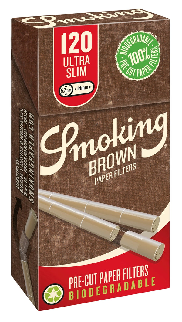 Smoking Brown Biodegradable Pre Cut Slim Filters 20ct