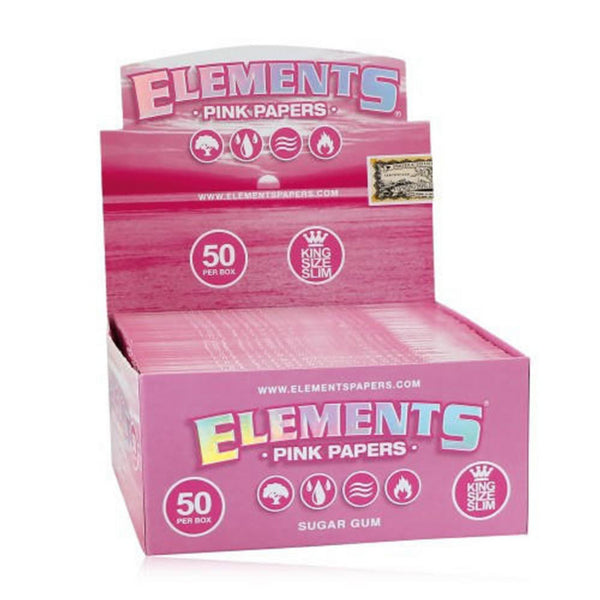 Elements Pink King Size Slim Rolling Paper - 50ct