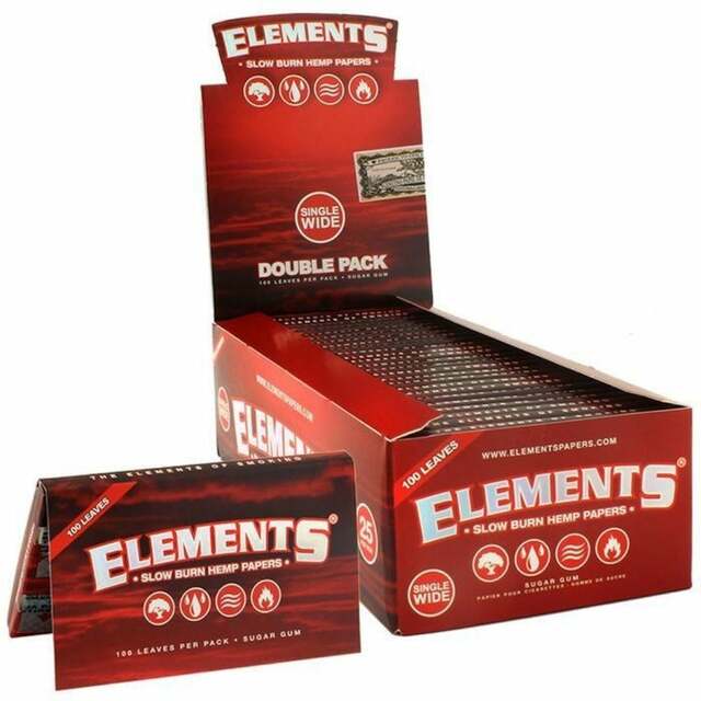 ELEMENTS RED SW P 25  Elements Red Single Wide Rolling Papers 25ct