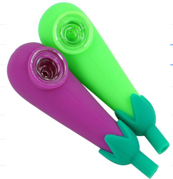 4 Inch Eggplant Silicone Assorted Colours Hand Pipe