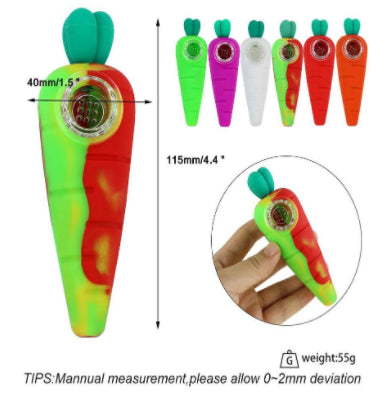 4 Inch Carrot Silicone Assorted ColoursHand Pipe