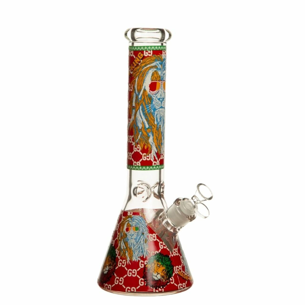 14 Inch 7mm Rasta Lion Beaker Bong