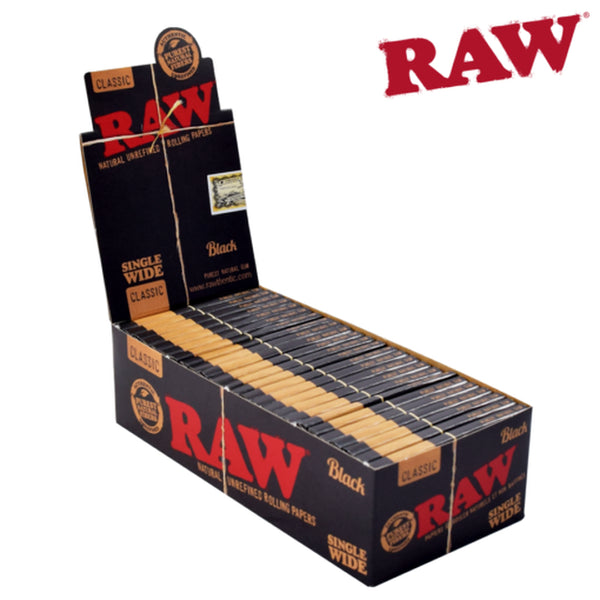 SC RAW Black Classic Single Wide Rolling Papers 25ct