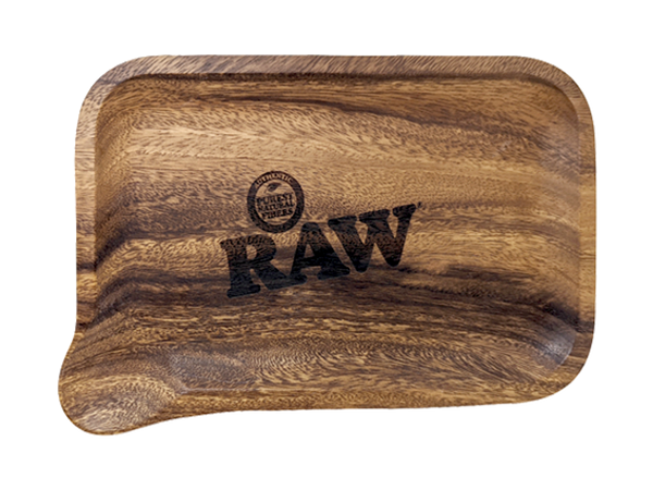 Raw Wooden Rolling Tray With Pour Spout