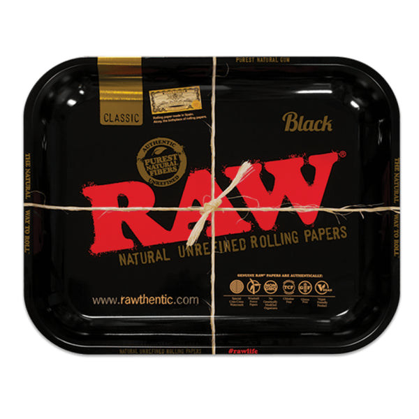 RAW Black Metal Rolling Tray Large 14 x 11 Inch