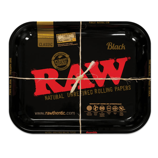RAW Tray Blk L RAW Black Metal Rolling Tray Large 14 x 11 Inch