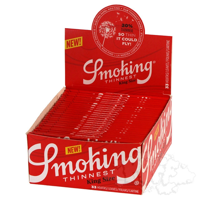 SMOKING THIN KS P&T 24 Smoking Thinnest Rolling Papers and Tips King Size 24ct