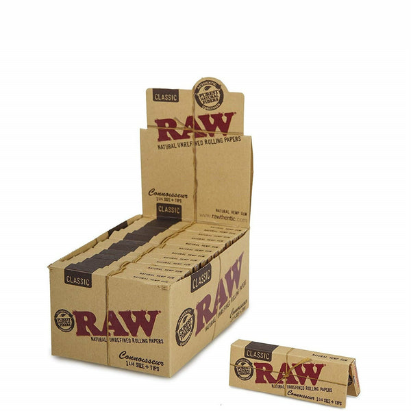 RAW CONN 114 P&T 24 RAW Classic Connoisseur 1 1/4 Rolling Papers and Tips 24ct