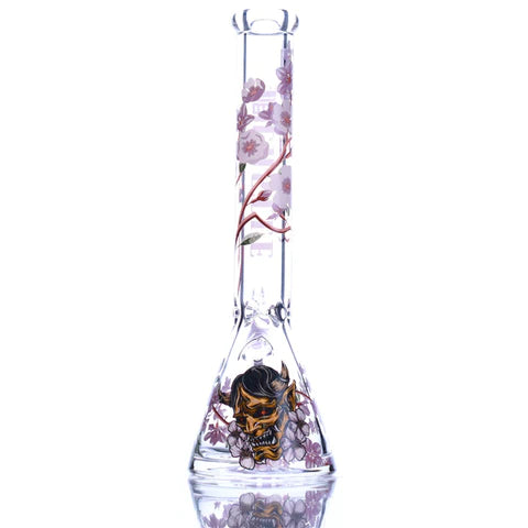SC Castle Glassworks 16 inch 9mm beaker Cherry Blossom design