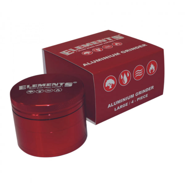Elements 63mm 4pc Red Aluminium Grinder - Small