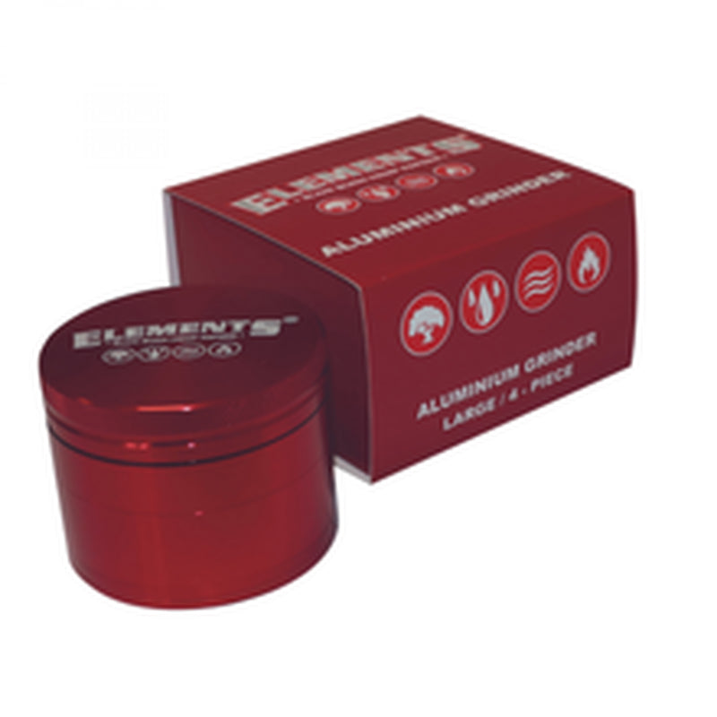 ELEMENTS RED- MEDIUM Elements 63mm 4pc Red Aluminium Grinder - Medium