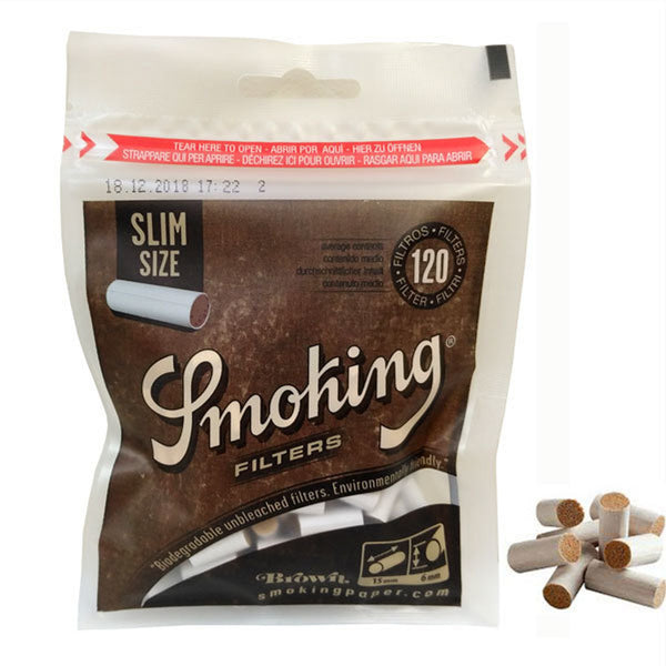 Smoking Slim Brown Paper Filters - 10ct