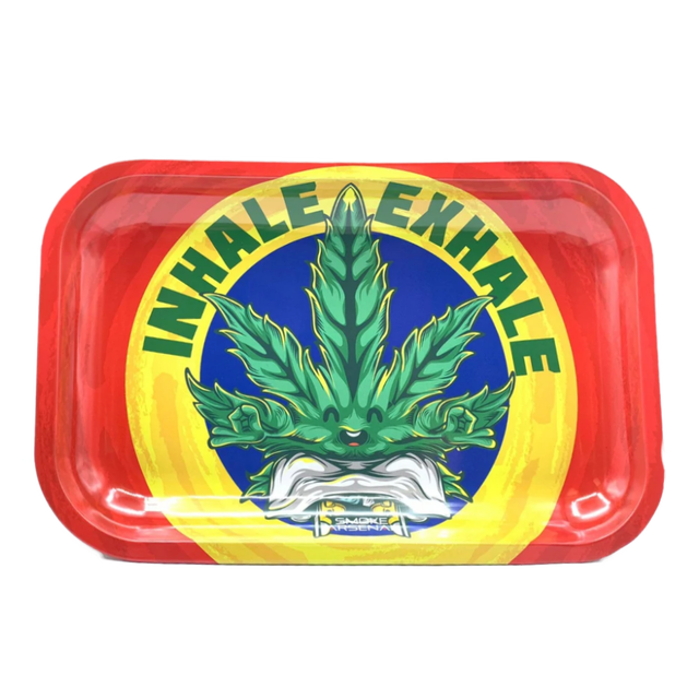 Inhale Exhale Metal Rolling Tray Medium 10.8 x 7.8 Inch