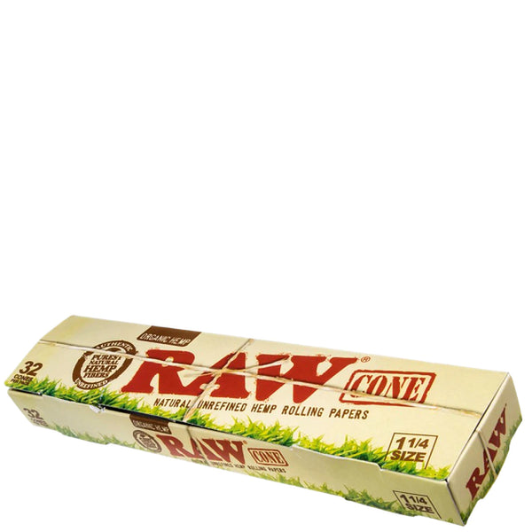 RAW Organic Hemp 1 1/4 Pre Rolled Single Pack Cones 32ct